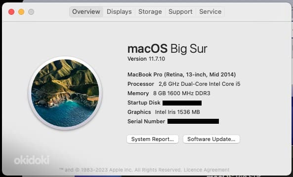 MacBook Pro Retina 13″ Mid 2014 – Core i5 / 8GB / 121GB SSD
