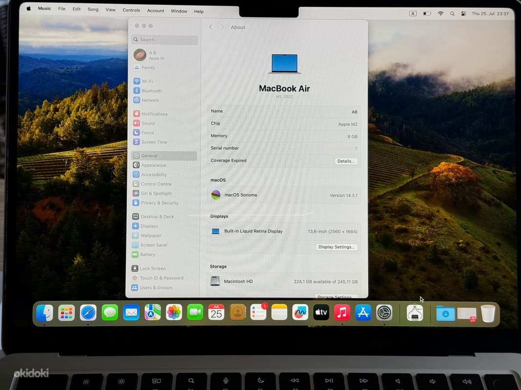 Apple Macbook Air 13 M2 8/256GB Space Gray. Nagu uus! 7
