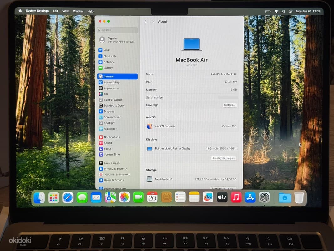 Apple Macbook Air 13 M2 8GB/512GB Silver ENG, uus 8
