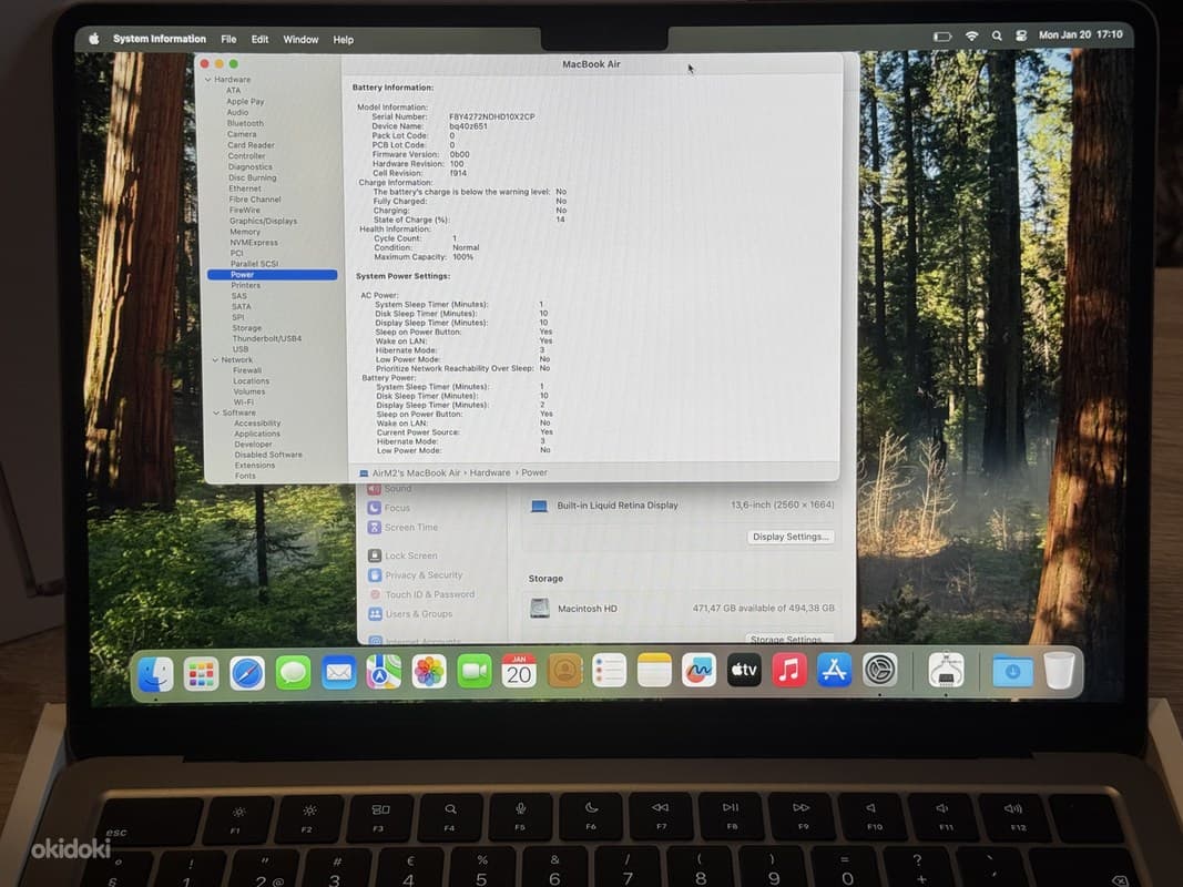 Apple Macbook Air 13 M2 8GB/512GB Silver ENG, uus 9