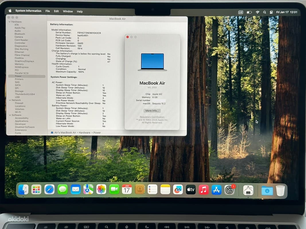Apple MacBook Air M2 8/512GB Silver ENG, uus 7