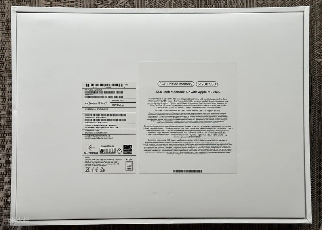 Apple MacBook Air M2 8/512GB Silver ENG, uus 8