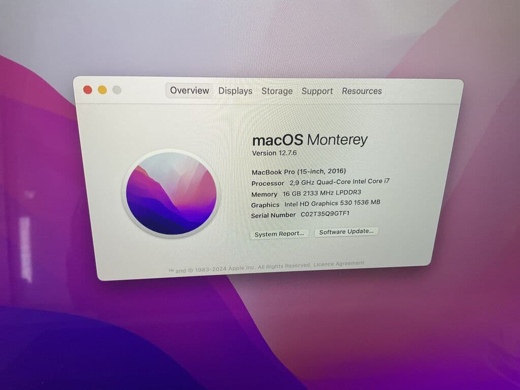Apple MacBook Pro 15 2016 i7 16GB, 512 SSD 5